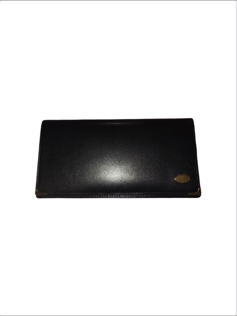 Dunhill Black Leather Long Wallet with Gold Accents